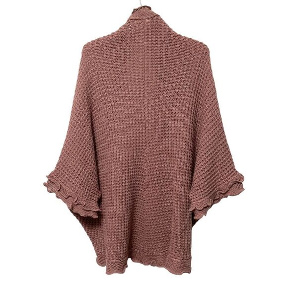 Anthropologie MOTH Rocia Waffle Knit Ruffle Cocoon Sweater Cardigan L - Picture 7 of 10